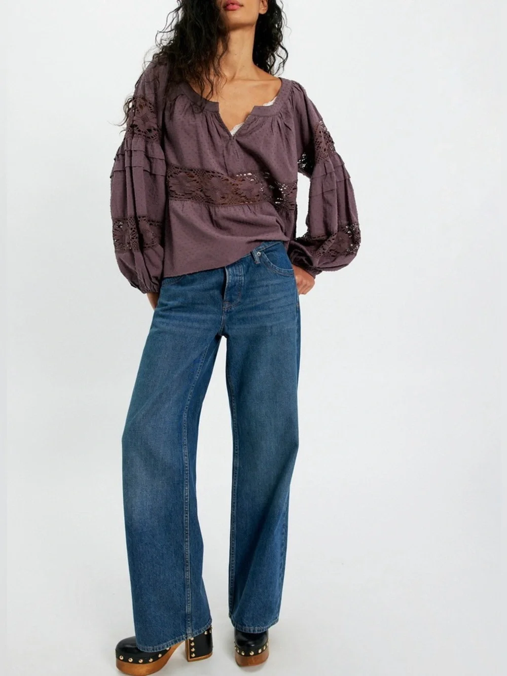 NWT Free People Elsie Blouse - rural ground brown - small